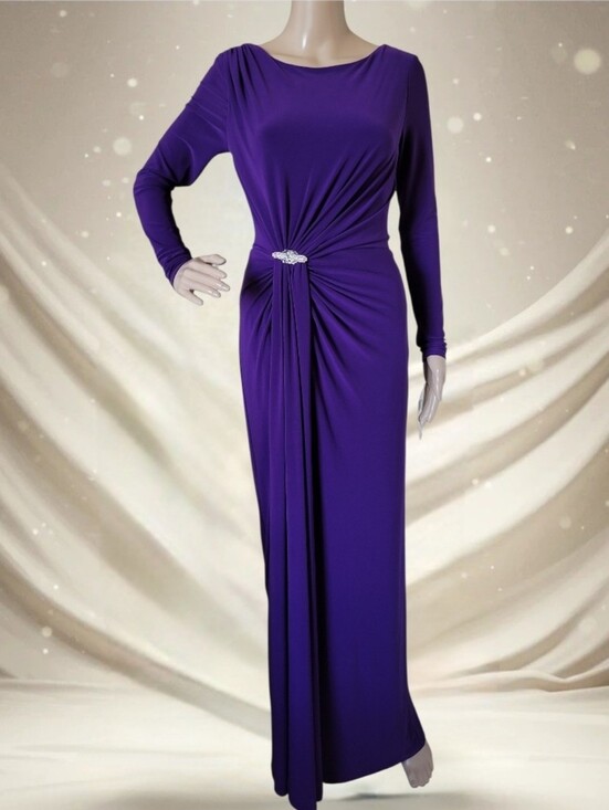 Lauren Ralph Lauren Dresses & Skirts - NWT Lauren Ralph Lauden Jersey Knit Full Length Gown Ruched Long Sleeve 4